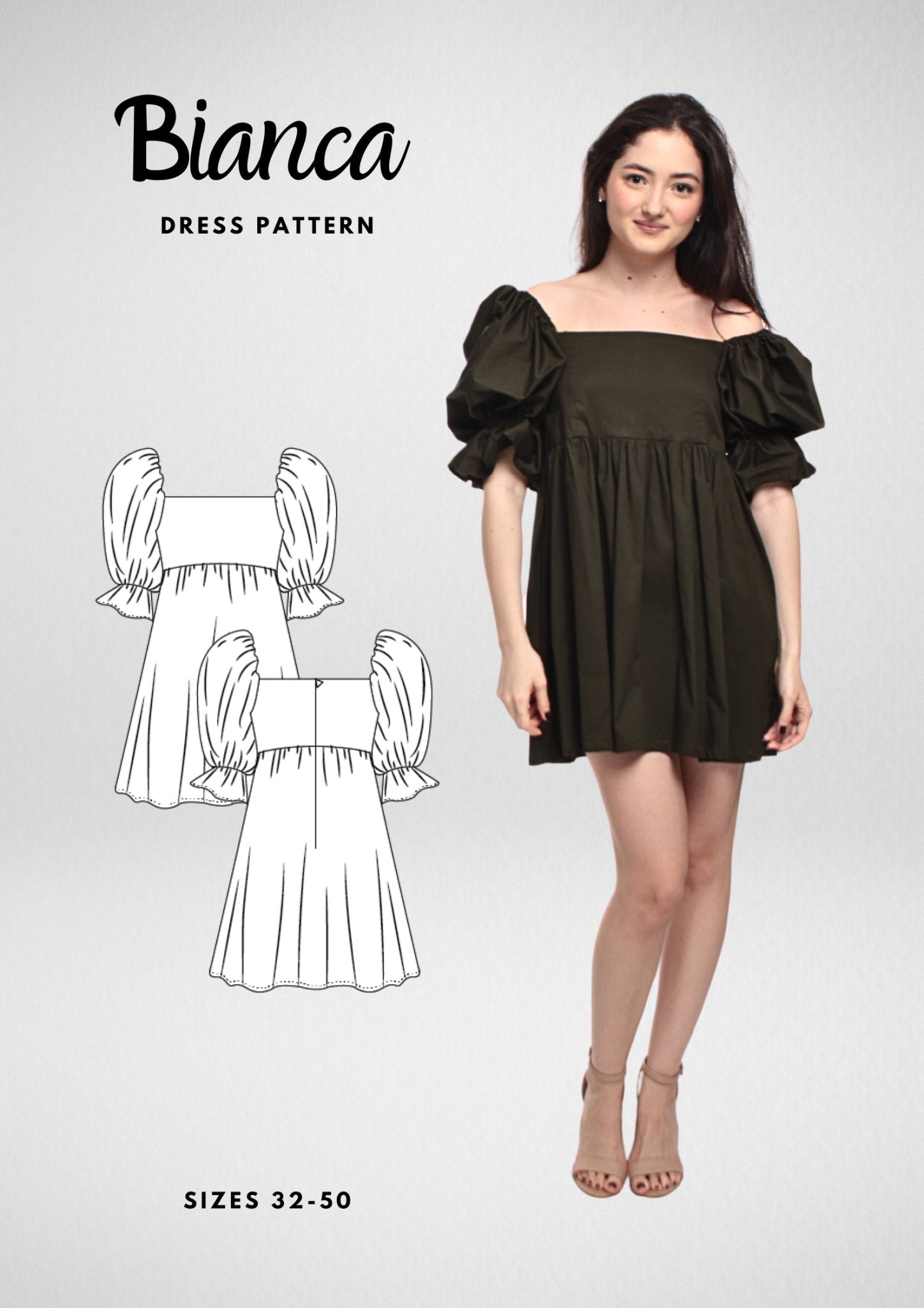 Cottagecore Dream Puffy Sleeves A-Line Mini Dress [Sewing Pattern - 