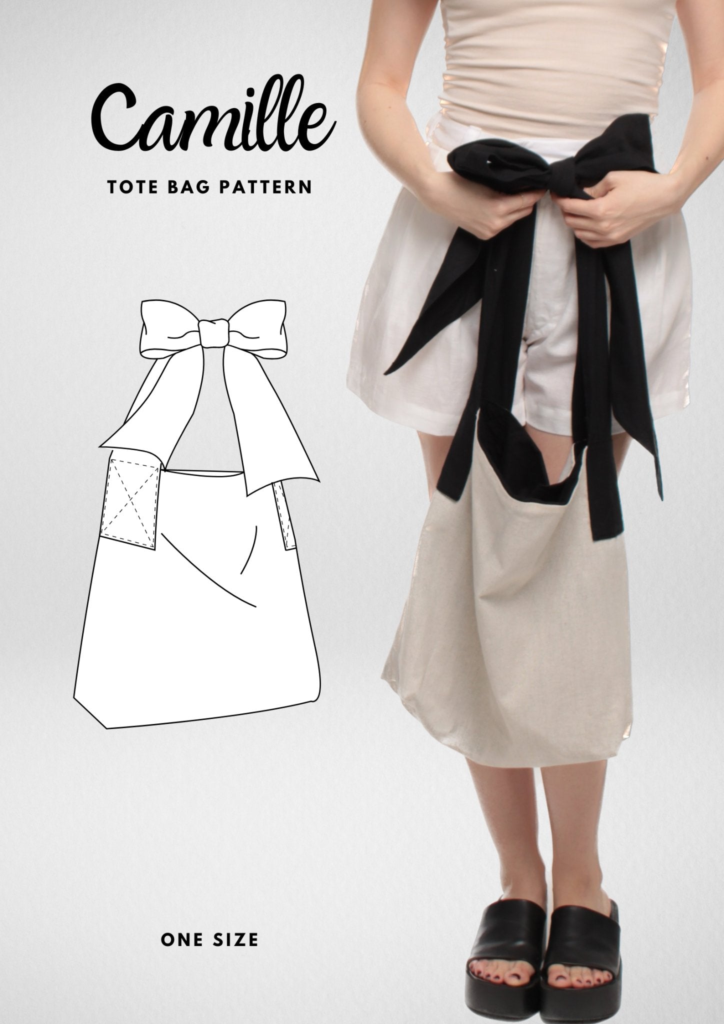 Cute Tote Bag with Bow Sewing Pattern [Camille] - Friedlies