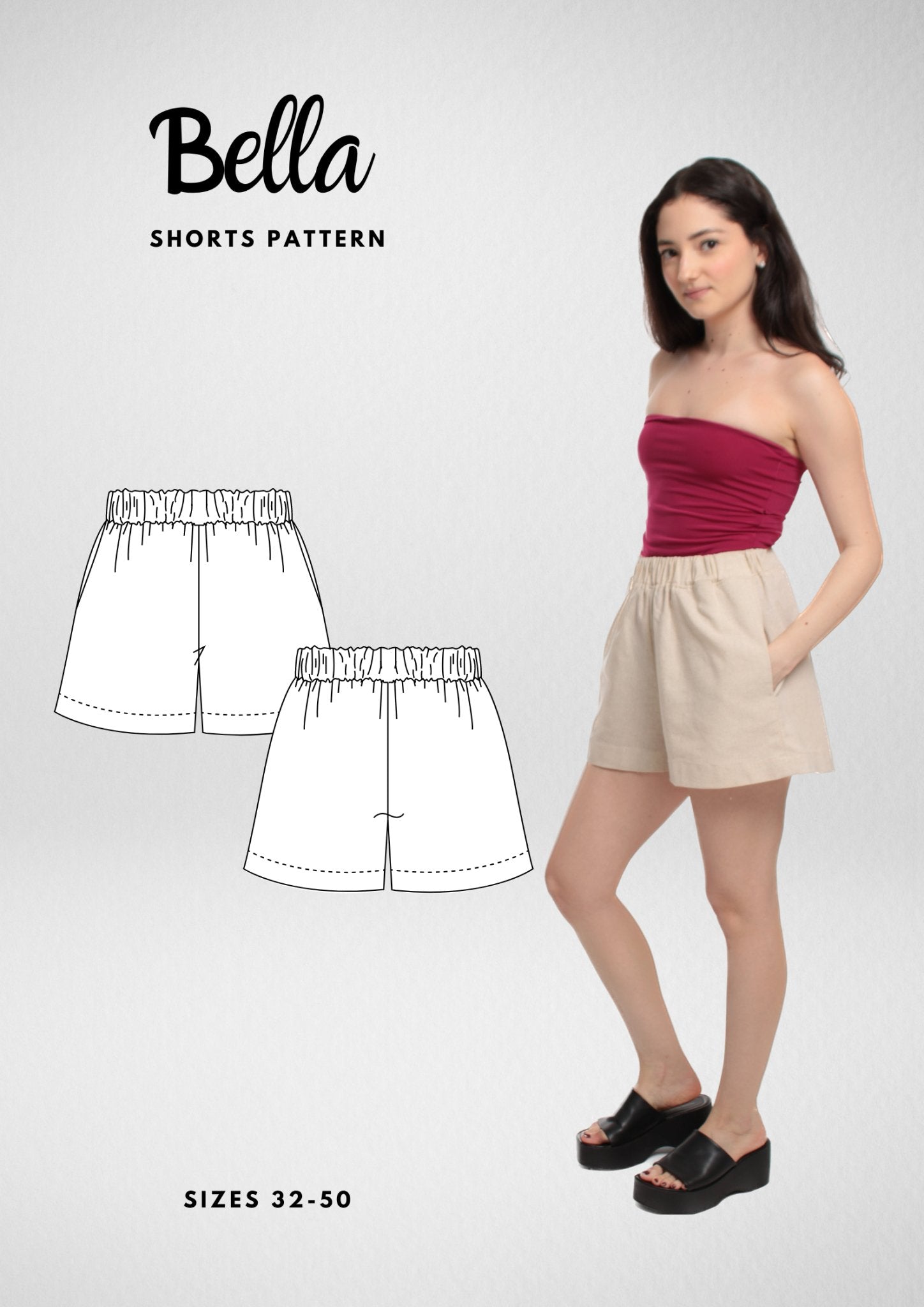 High Waisted Summer Shorts Sewing Pattern [Bella] - Friedlies