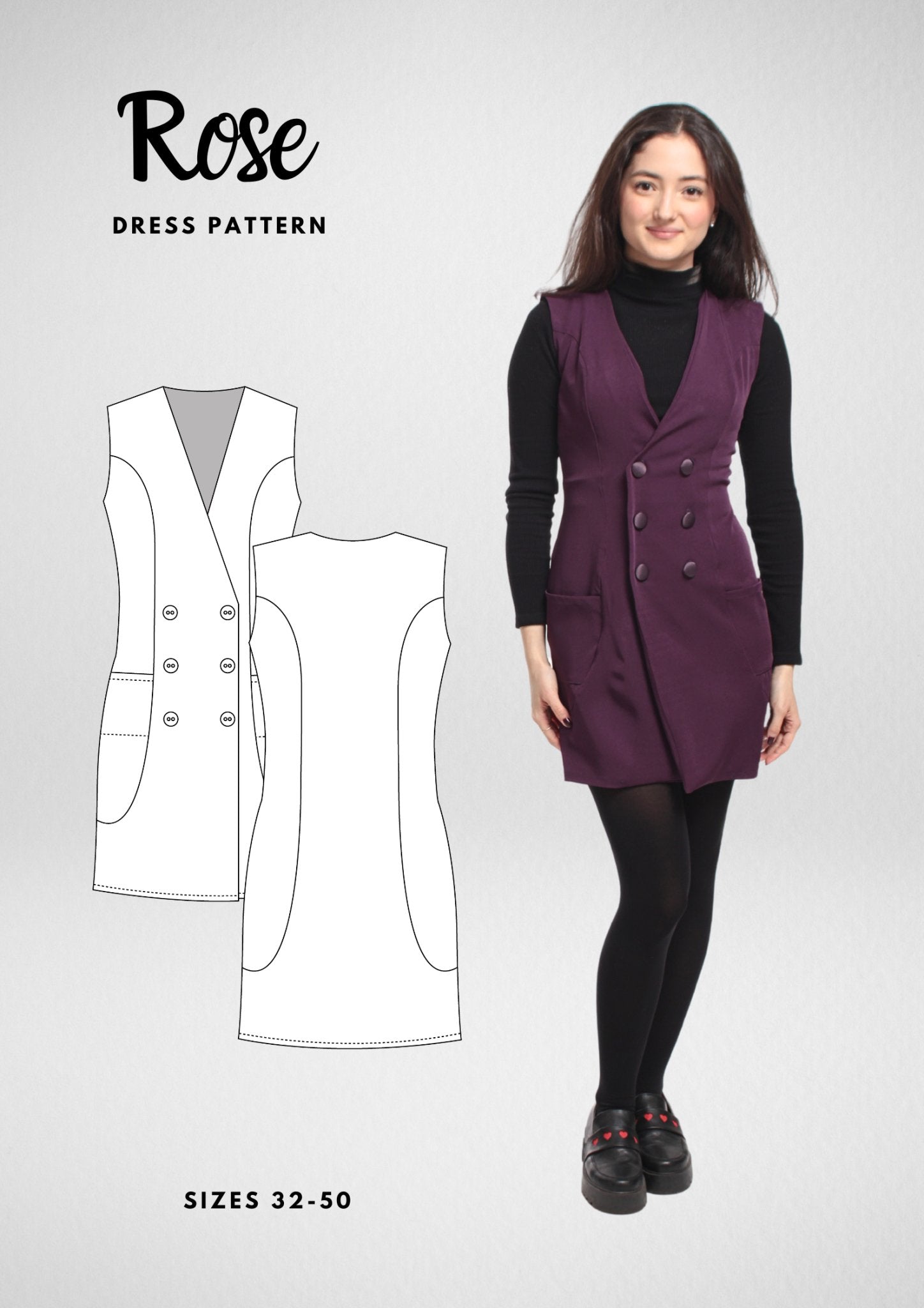 Preppy Button-Down Dress with Pockets [Sewing Pattern - 