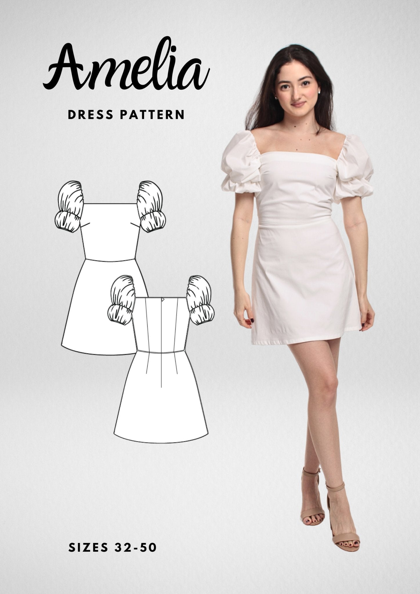 Romantic Puffy Sleeves A-Line Dress [Sewing Pattern - 