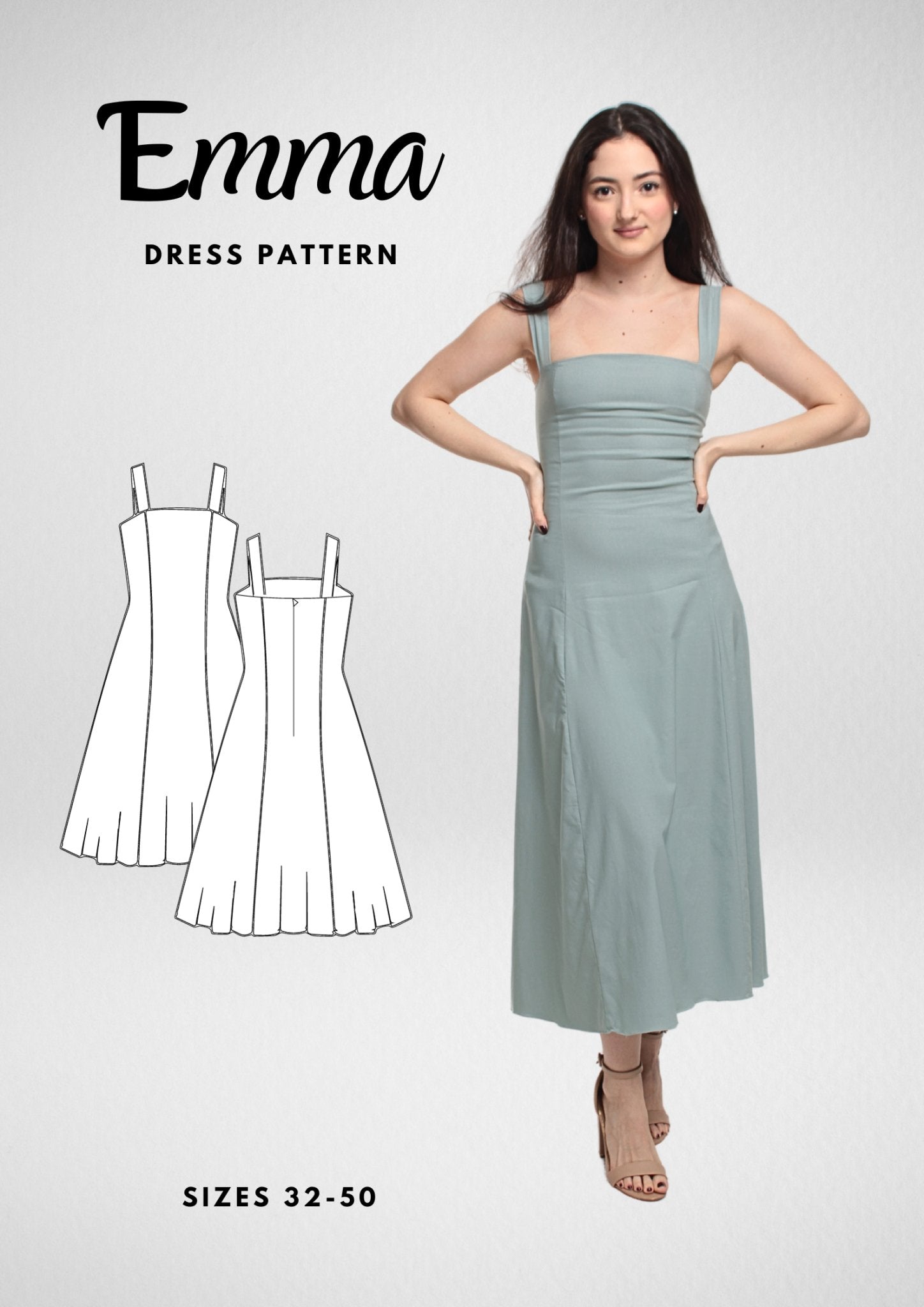 Simple A-Line Maxi Dress with Straps [Sewing Pattern - 